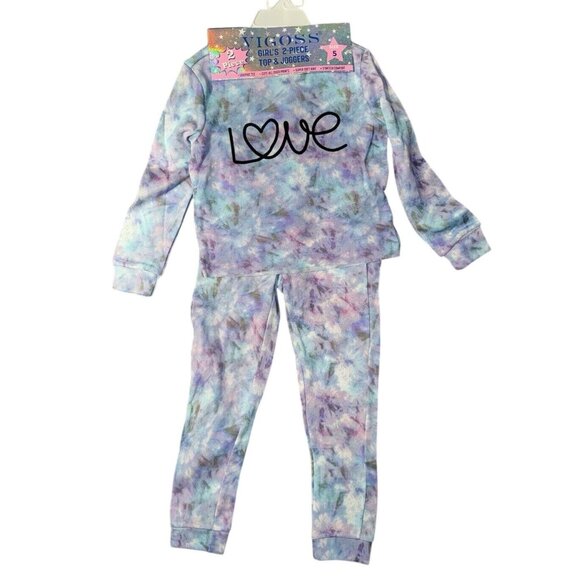 Girls 2-Piece Tie-Dye Love Print Top & Joggers Set Size 6 - Picture 1 of 3